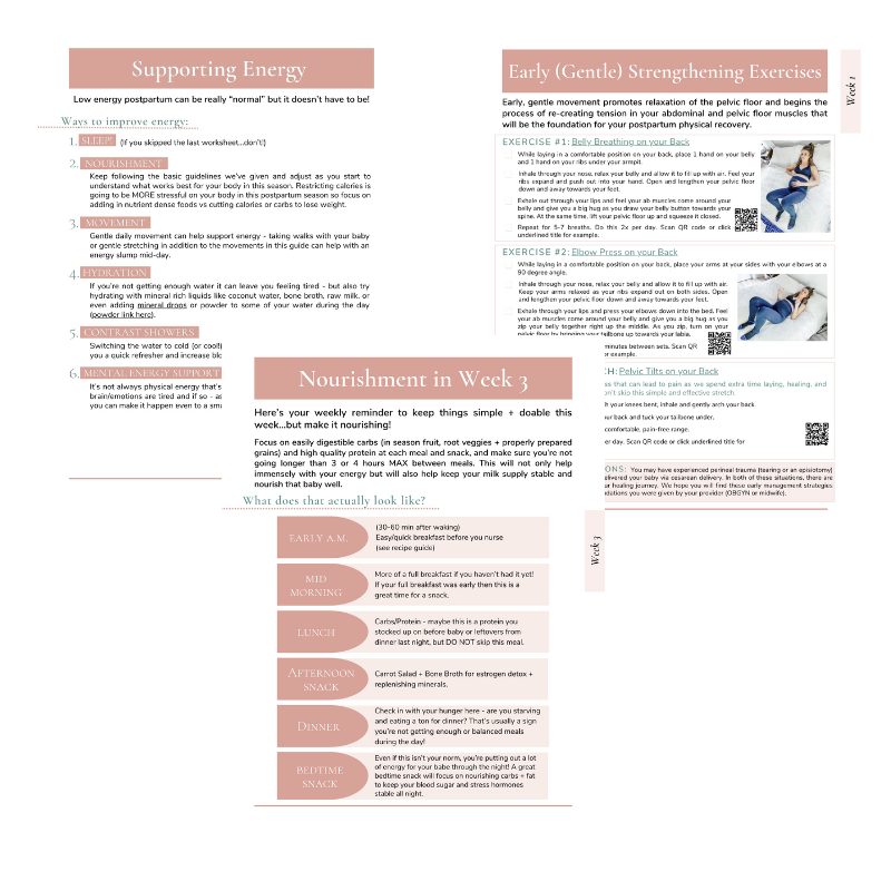 Nourished Mama's Guide to Postpartum Sample Pages